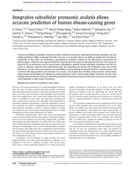 Integrative Subcellular Proteomic Analysis Allows Accurate Prediction of Human Disease-Causing Genes