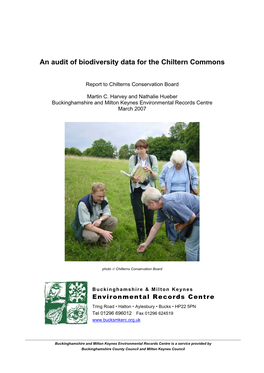An Audit of Biodiversity Data for the Chiltern Commons