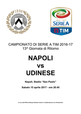 NAPOLI Vs UDINESE