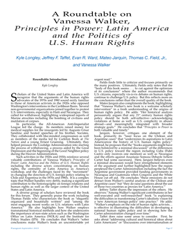 A Roundtable on Vanessa Walker, Principles in Power: Latin America and the Politics of U.S