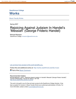 George Frideric Handel) Michael Marissen Swarthmore College, Mmariss1@Swarthmore.Edu