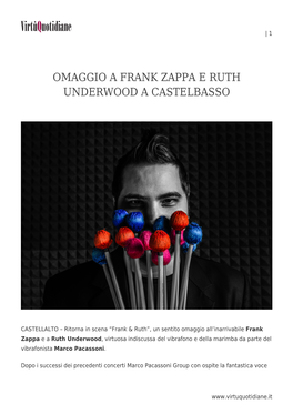 Omaggio a Frank Zappa E Ruth Underwood a Castelbasso