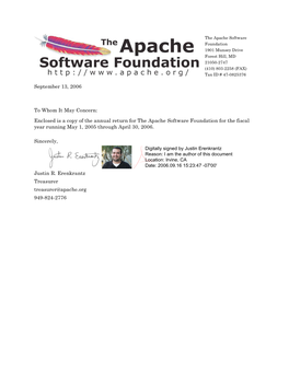 2005-2006 Fiscal Year Return for the Apache Software Foundation