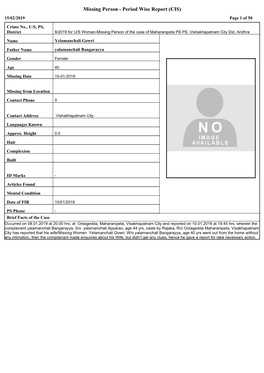 Missing Person - Period Wise Report (CIS) 15/02/2019 Page 1 of 50