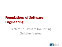 Foundations of Software Engineering