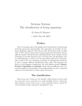 Systema Naturae. the Classification of Living Organisms