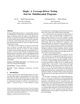 Maple: a Coverage-Driven Testing Tool for Multithreaded Programs