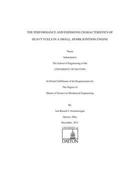 The Performance and Emissions Characteristics Of