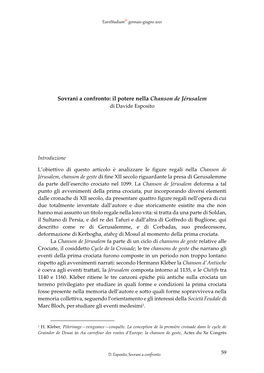 Sovrani a Confronto: Il Potere Nella Chanson De Jérusalem Di Davide Esposito