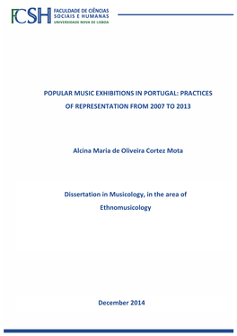 Popular Music Exhibitions in Portugal: Practices of Representation from 2007 to 2013