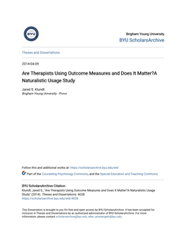 Are Therapists Using Outcome Measures and Does It Matter?A Naturalistic Usage Study