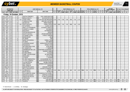 Midweek Basketball Coupon 15/10/2019 09:10 1 / 2