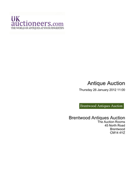 Antique Auction Thursday 26 January 2012 11:00