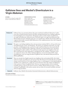 Gallstone Ileus and Meckel's Diverticulum in a Virgin Abdomen