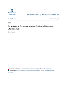Party Songs: a Correlation Between Political Affiliation and Liturgical Music