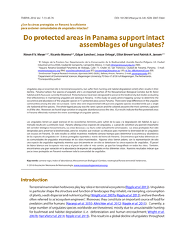 Do Protected Areas in Panama Support Intact Assemblages of Ungulates?