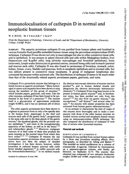 Immunolocalisation Ofcathepsin D in Normal and Neoplastic Human Tissues 1327