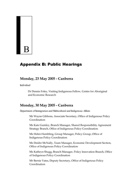 Appendix B: Public Hearings