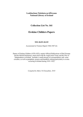 Erskine Childers Papers