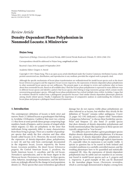 Density-Dependent Phase Polyphenism in Nonmodel Locusts: a Minireview