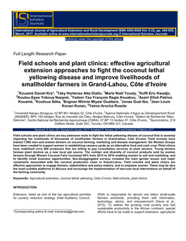Field Schools and Plant Clinics