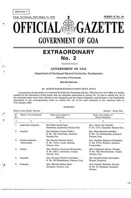 OFFICIAL~#GAZETTE GOVERNMENT of GOA EXTRAORDINARY No.2