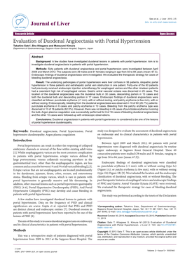 Evaluation of Duodenal Angioectasia with Portal Hypertension