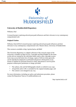 University of Huddersfield Repository