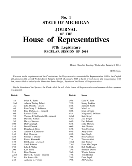 House of Representatives 97Th Legislature REGULAR SESSION of 2014