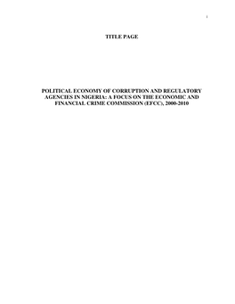 Title Page Political Economy of Corruption And