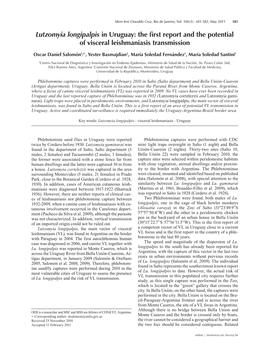 Lutzomyia Longipalpis in Uruguay: the First Report and the Potential of Visceral Leishmaniasis Transmission