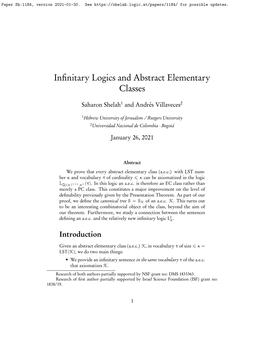 Infinitary Logics and Abstract Elementary Classes