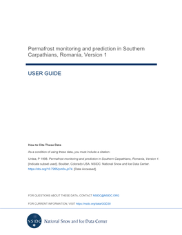 Permafrost Monitoring and Prediction in Southern Carpathians, Romania, Version 1