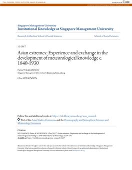 Experience and Exchange in the Development of Meteorological Knowledge C