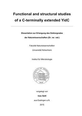 Functional and Structural Studies of a C-Terminally Extended Yidc