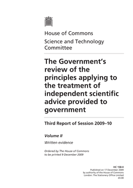 The Government's Review of the Principles Applying to the Treatment