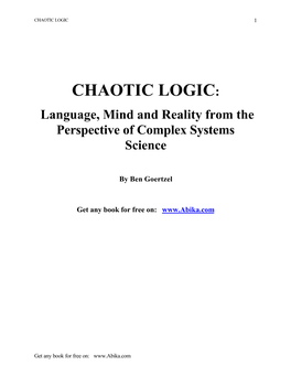 CHAOTIC LOGIC: Language, Mind and Reality from the Perspective of Complex Systems Science