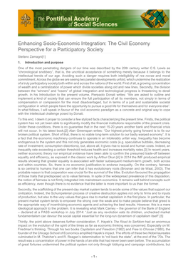 The Civil Economy Perspective for a Participatory Society Stefano Zamagni[1] 1