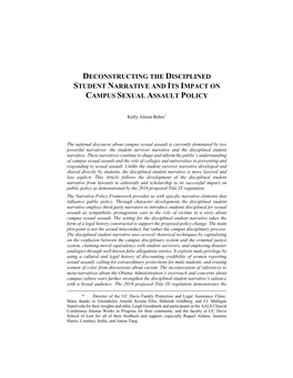 Deconstructing the Disciplined Student Narrative and Its Impact on Campus Sexual Assault Policy