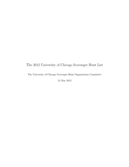 The 2012 University of Chicago Scavenger Hunt List