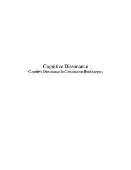 Cognitive Dissonance Cognitive Dissonance in Construction Bookkeepers Contents