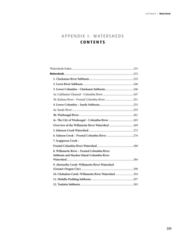 Appendix I: Watersheds Contents