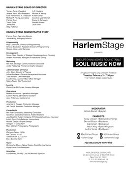 Harlem Stage's Soul Music Now Panel