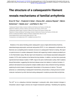 The Structure of a Calsequestrin Filament Reveals Mechanisms Of