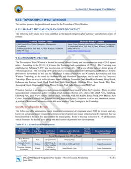 9.13 TOWNSHIP of WEST WINDSOR This Section Presents the Jurisdictional Annex for the Township of West Windsor