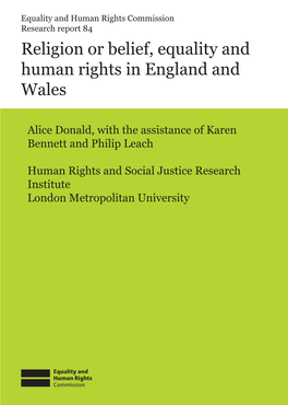 Religion Or Belief, Equality and Human Rights in England and Wales