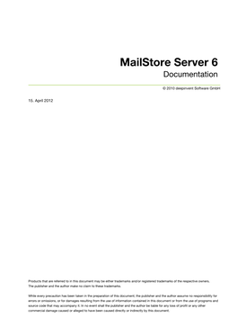 Mailstore Server 6 Documentation