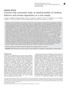 Genome-Wide Association Study on Detailed Profiles of Smoking