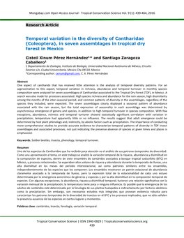 Temporal Variation in the Diversity of Cantharidae (Coleoptera), in Seven Assemblages in Tropical Dry Forest in Mexico