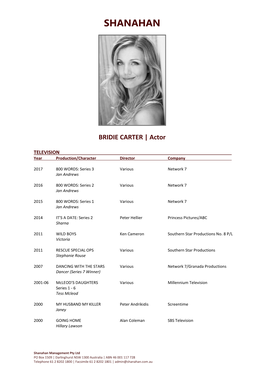 BRIDIE CARTER | Actor